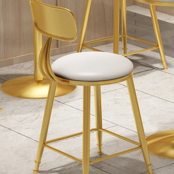 Металлические Роскошные Обеденные барные стулья Стойка Gold Cafe Уличные Мягкие барные стулья Расслабляющий макияж Sgabello Alto Современная мебель YY50BC
