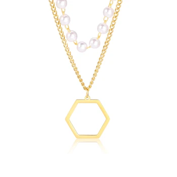 Минималистичные ожерелья Amaxer с полыми правильными шестиугольниками для мужчин и женщин, Геометрическая подвеска из нержавеющей стали, Украшения на шею и воротник, Подарки