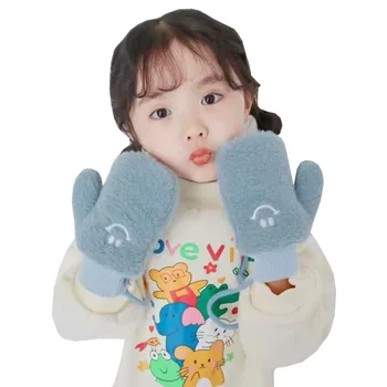 Модные зимние перчатки для девочек, теплые плюшевые детские перчатки, детские перчатки для мальчиков 2-8 лет, Детские Перчатки, Варежки, Аксессуары