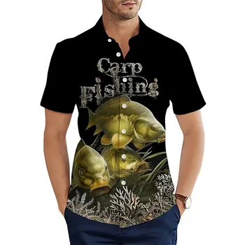 Мужская рубашка с короткими рукавами, забавная рубашка на пуговицах и рыбацкий топ, новая мужская одежда на 2023 год