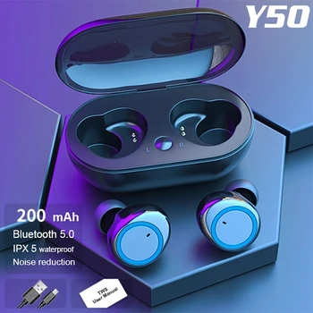 Наушники Y50 Bluetooth Для спорта на открытом воздухе, Беспроводная гарнитура 5.0 С зарядным устройством, дисплеем питания, наушниками с сенсорным управлением
