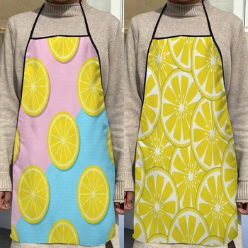 Новое поступление, Фартук с лимонным рисунком, Кухонные фартуки для женщин, Передник из ткани Оксфорд, аксессуары для домашней кухни, Фартук
