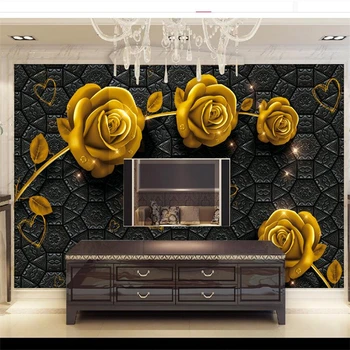обои wellyu обои papier peint для стен 3D Обои на заказ 3d роскошная золотая роза мягкая сумка ТВ фон обои behang