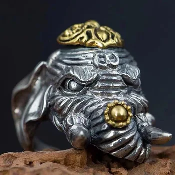 Ретро аксессуары Тайское серебряное кольцо с толстым слоном, модные украшения ручной работы, модное трендовое кольцо для мужчин