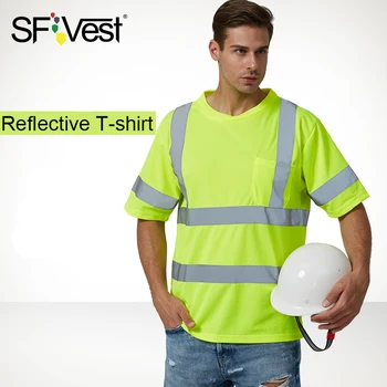 Светоотражающий жилет безопасности SFVest повышенной видимости, Светоотражающий карман безопасности, Дышащая футболка с коротким рукавом