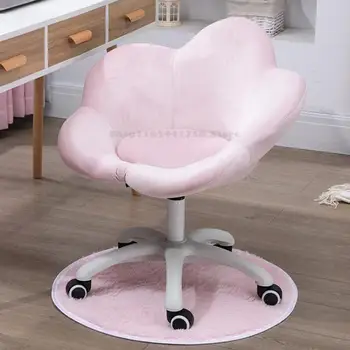 Стул для макияжа в спальне для девочек, фланелевый стул с цветами, компьютерный стул, студенческий стул для домашнего комфорта, стул для ногтей, туалетный стул