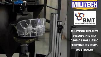 Тестовое видео -Militech NIJ IIIA 0108.01 Видео тестирования баллистического козырька, представленное BMT, Австралия