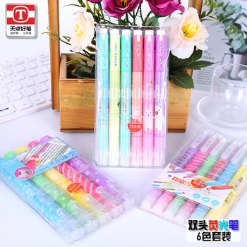 Флуоресцентный маркер Tianzhuo Highlighter карамельного цвета - набор ключевых наборов цветных грубых штрихов для студентов.