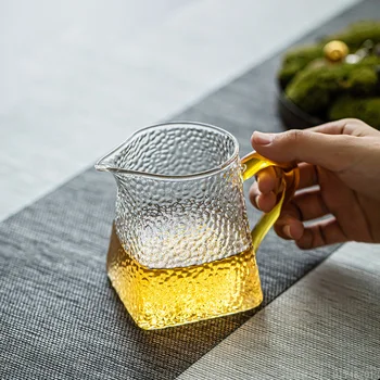 Чашка из кованого стекла в японском стиле, утолщенная термостойкая чайная чашка большой емкости, стеклянная чайная чашка для домашнего офиса ручной работы